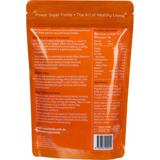 POWER SUPER FOODS Maca Smoothie Maca & Cacao Certified Organic 1 x 200g