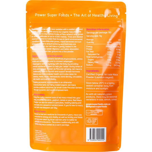 POWER SUPER FOODS Red Maca Powder Certified Organic 1 x 250g
