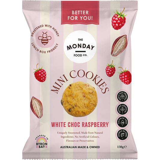 The Monday Food Co. Mini Cookies White Choc Raspberry - Box of 6