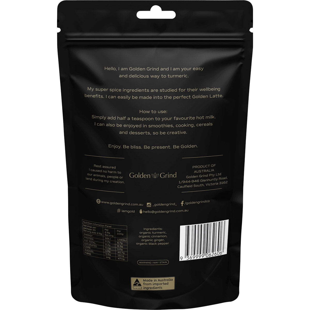 MATCHA MAIDEN Golden Grind Turmeric Latte Blend 1 x 100g