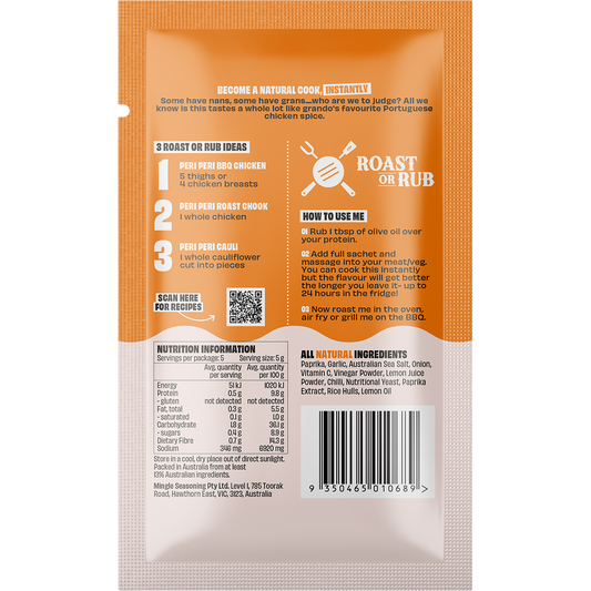 Mingle Peri Peri BBQ Roast Or Rub All Natural Seasoning - Box of 12