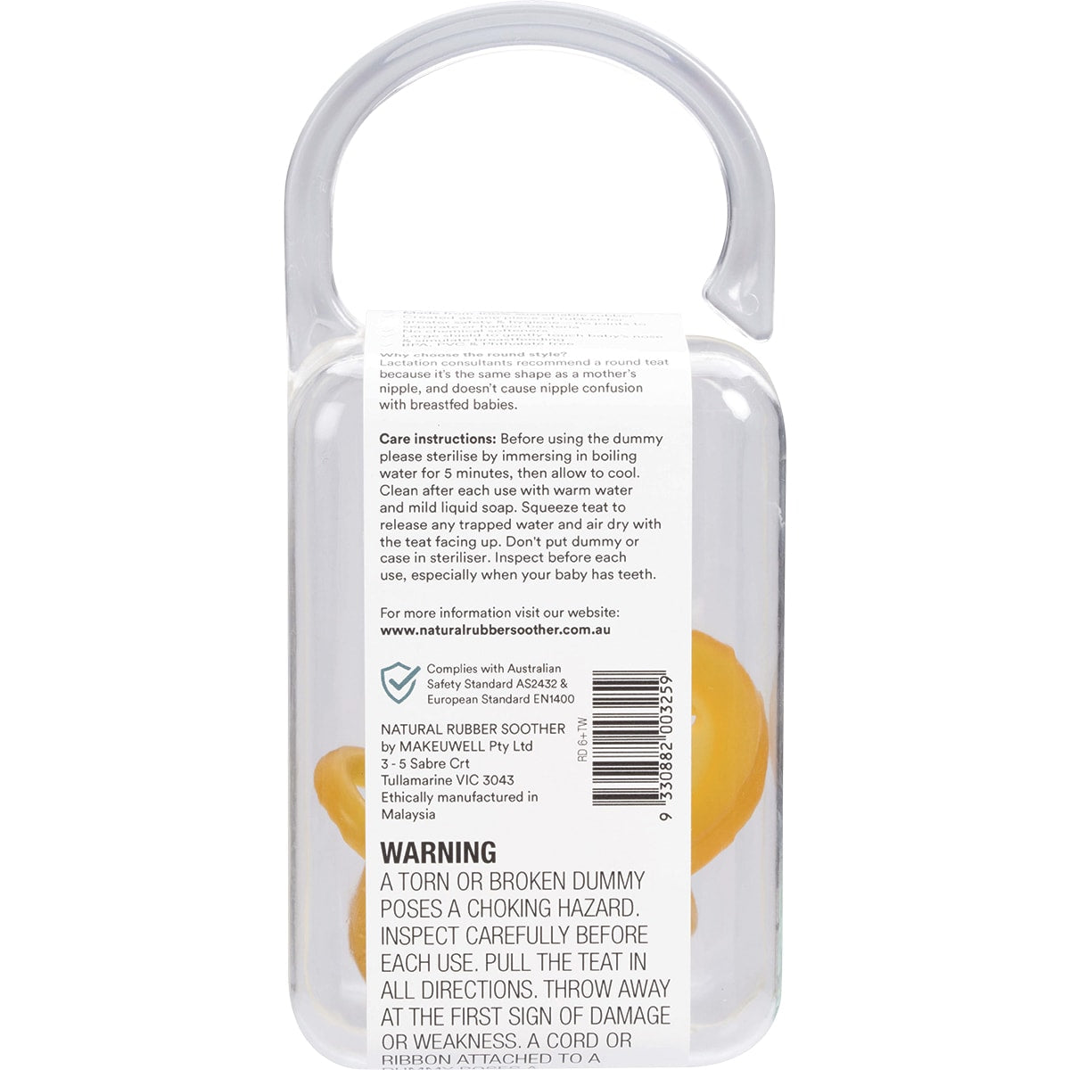 NATURAL RUBBER SOOTHERS Soother Twin Pack Large Rounded 6 mths+ 1 x 2pk