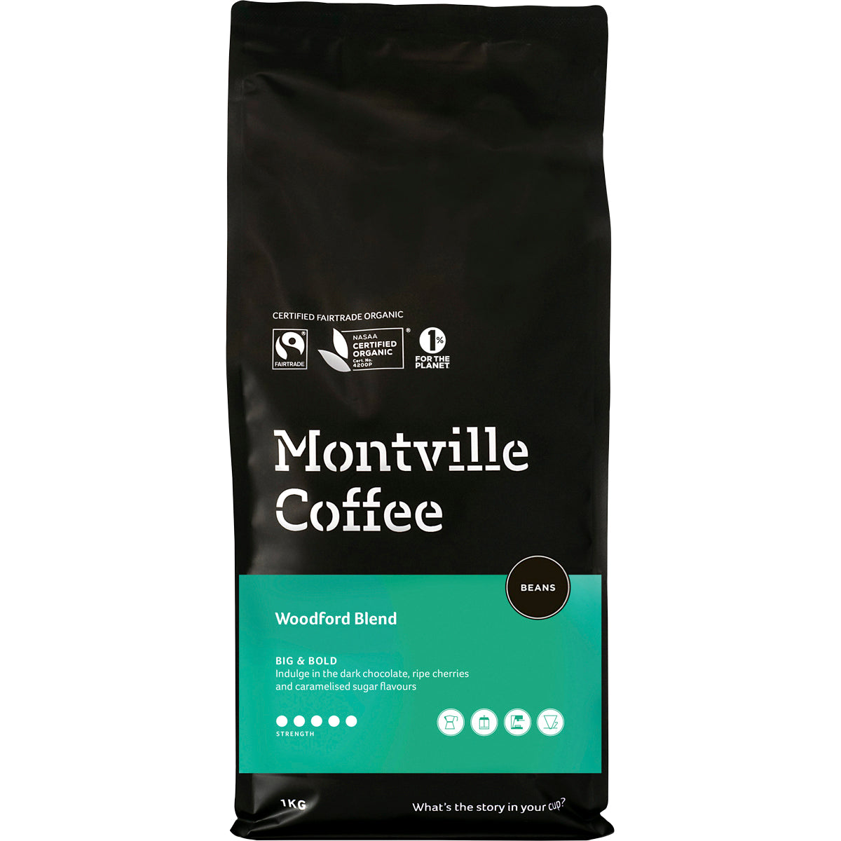 MONTVILLE COFFEE Coffee Beans Woodford Blend 1 x 1kg