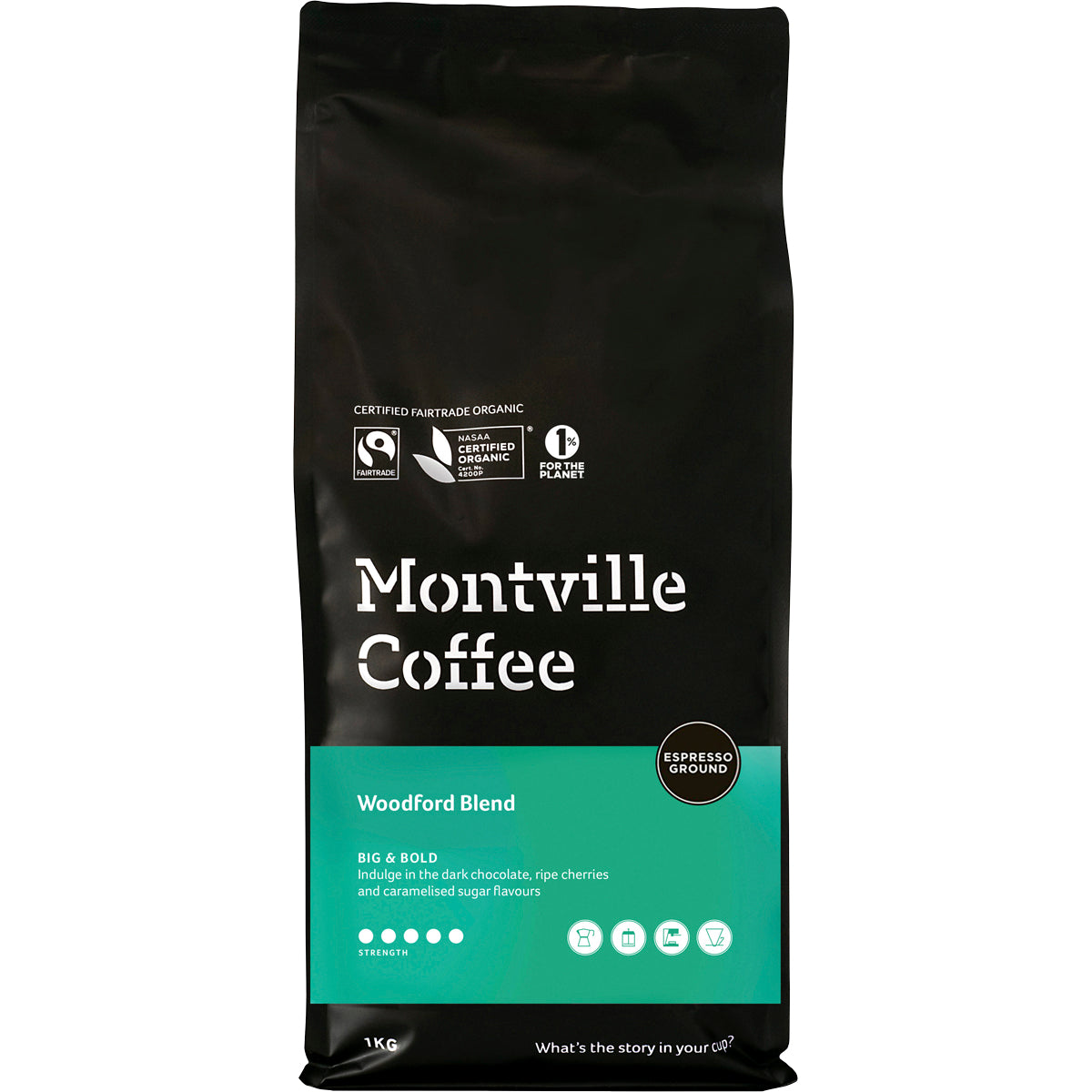 MONTVILLE COFFEE Coffee Beans Espresso Woodford Blend 1 x 1kg