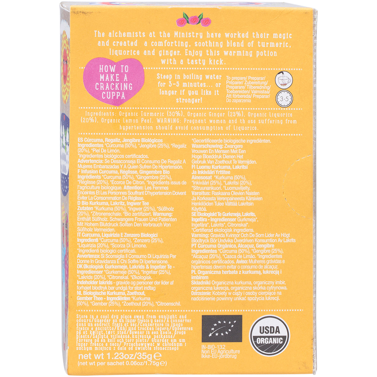 MINISTRY OF TEA Organic Turmeric, Liquorice & Ginger Tea Tea Bags 1 x 20pk