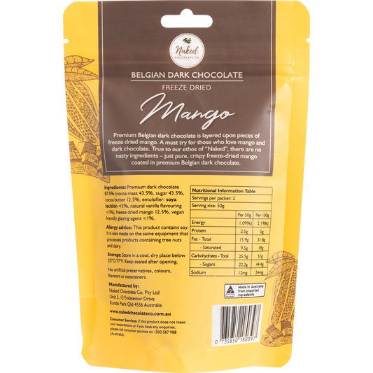 Naked Chocolate Co Freeze Dried Mango Dark Chocolate