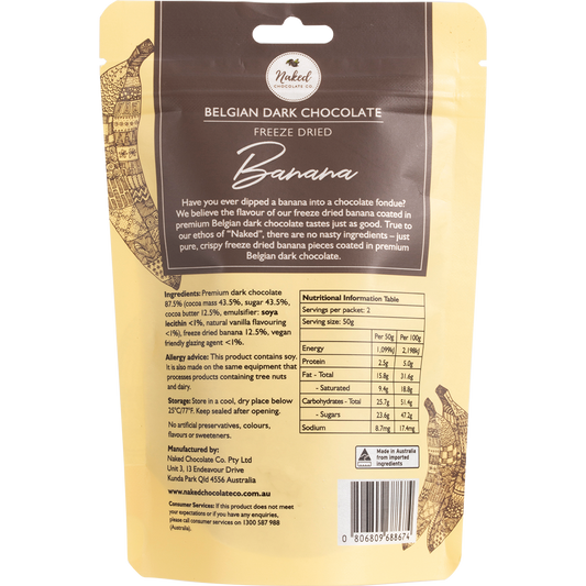 Naked Chocolate Co Freeze Dried Banana Dark Chocolate