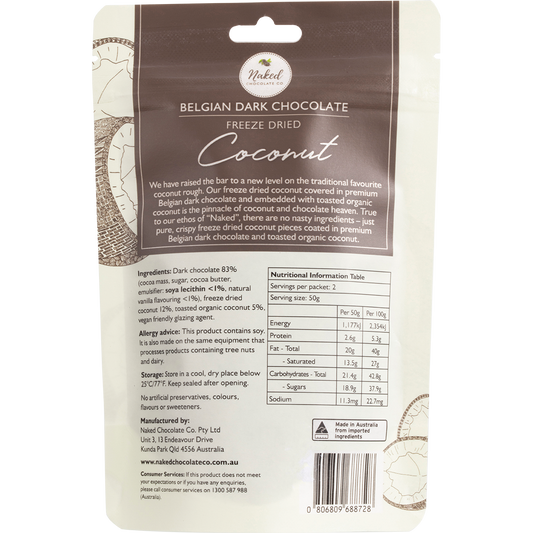 Naked Chocolate Co Freeze Dried Coconut Dark Chocolate