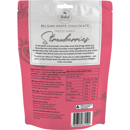 Naked Chocolate Co Freeze Dried Strawberries White Chocolate
