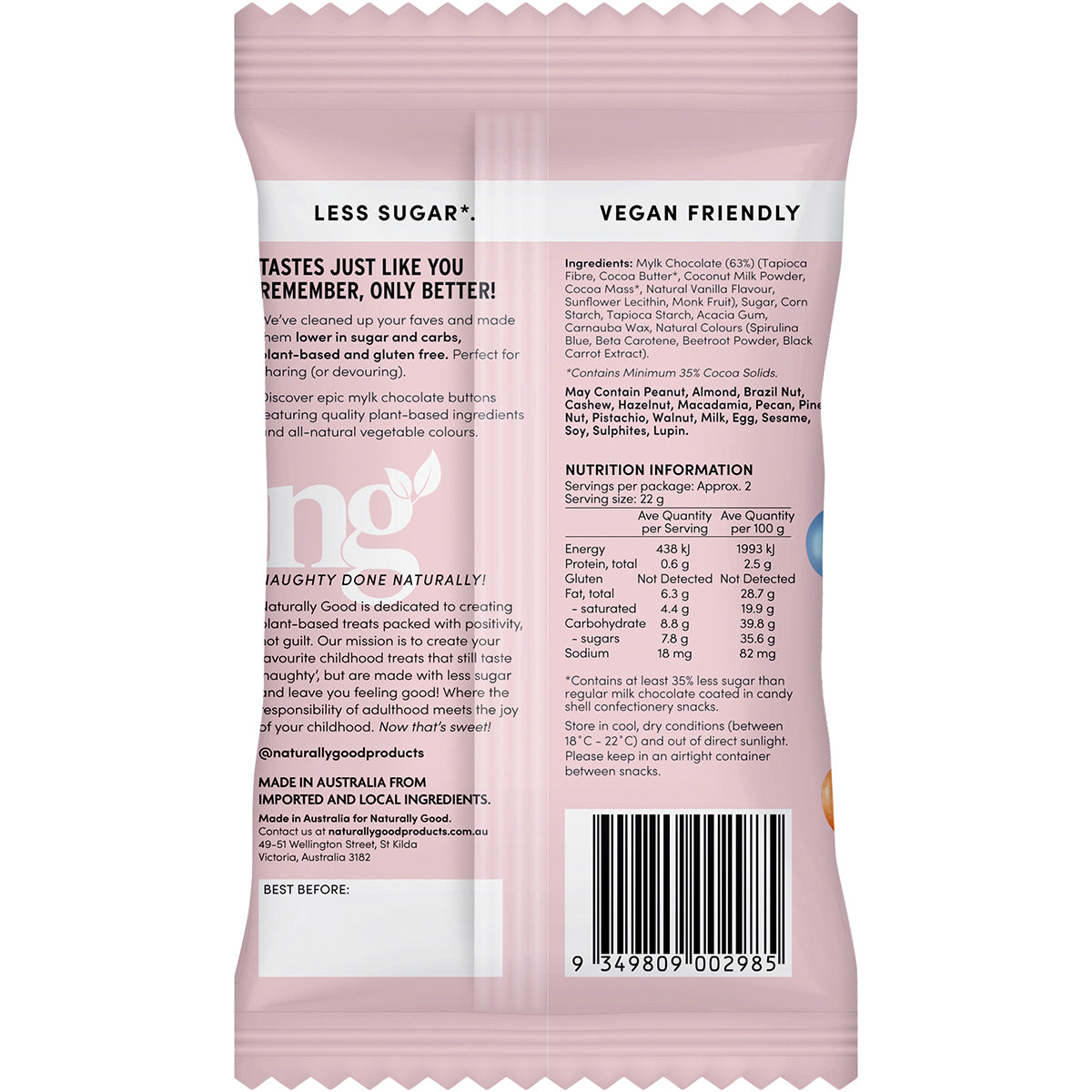 NATURALLY GOOD Original Mylk Partyz 35% Less Sugar x 10