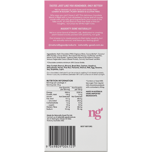 Naturally Good Filled Chocolate Block Strawberry Creme - Box of 15