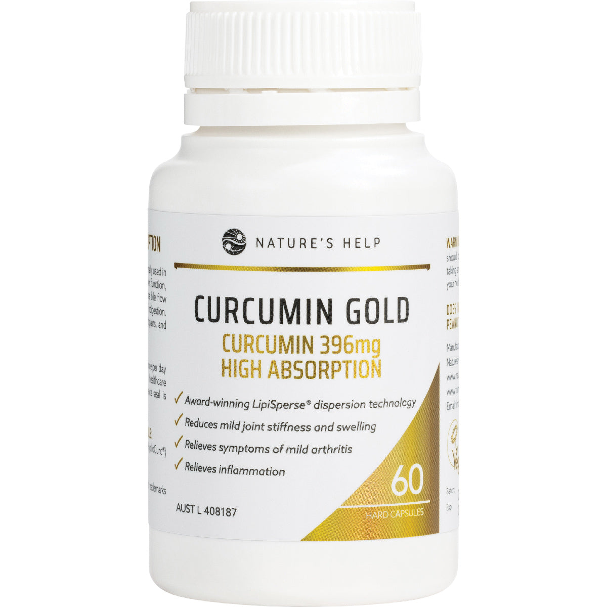 NATURE'S HELP Curcumin Gold 396mg High Absorption Capsules 1 x 60 Caps