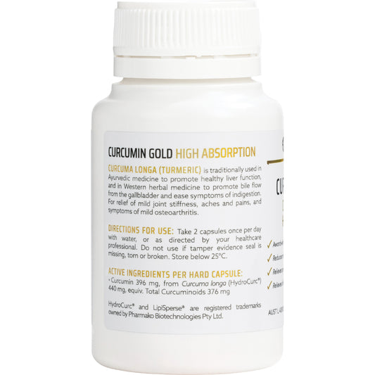 NATURE'S HELP Curcumin Gold 396mg High Absorption Capsules 1 x 60 Caps