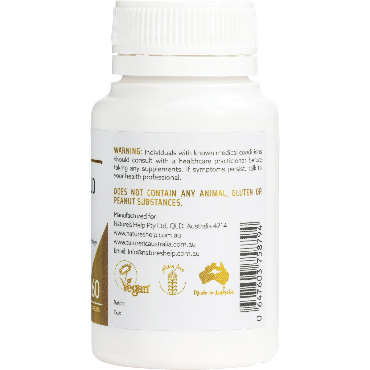 NATURE'S HELP Curcumin Gold 396mg High Absorption Capsules 1 x 60 Caps