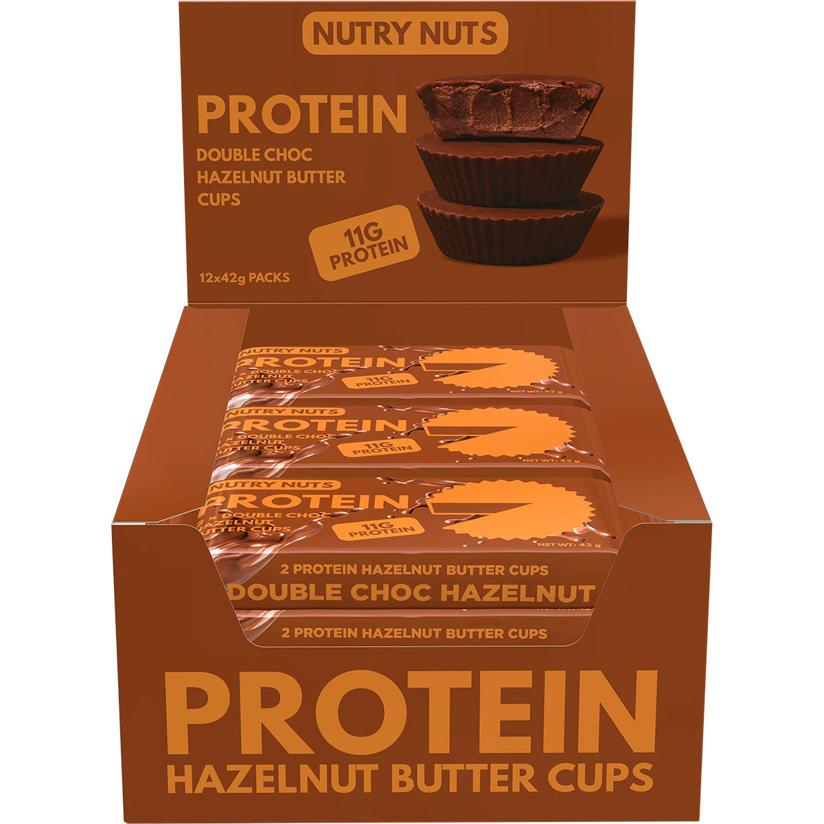 NUTRY NUTS Protein Hazelnut Butter Cups Double Choc x 12