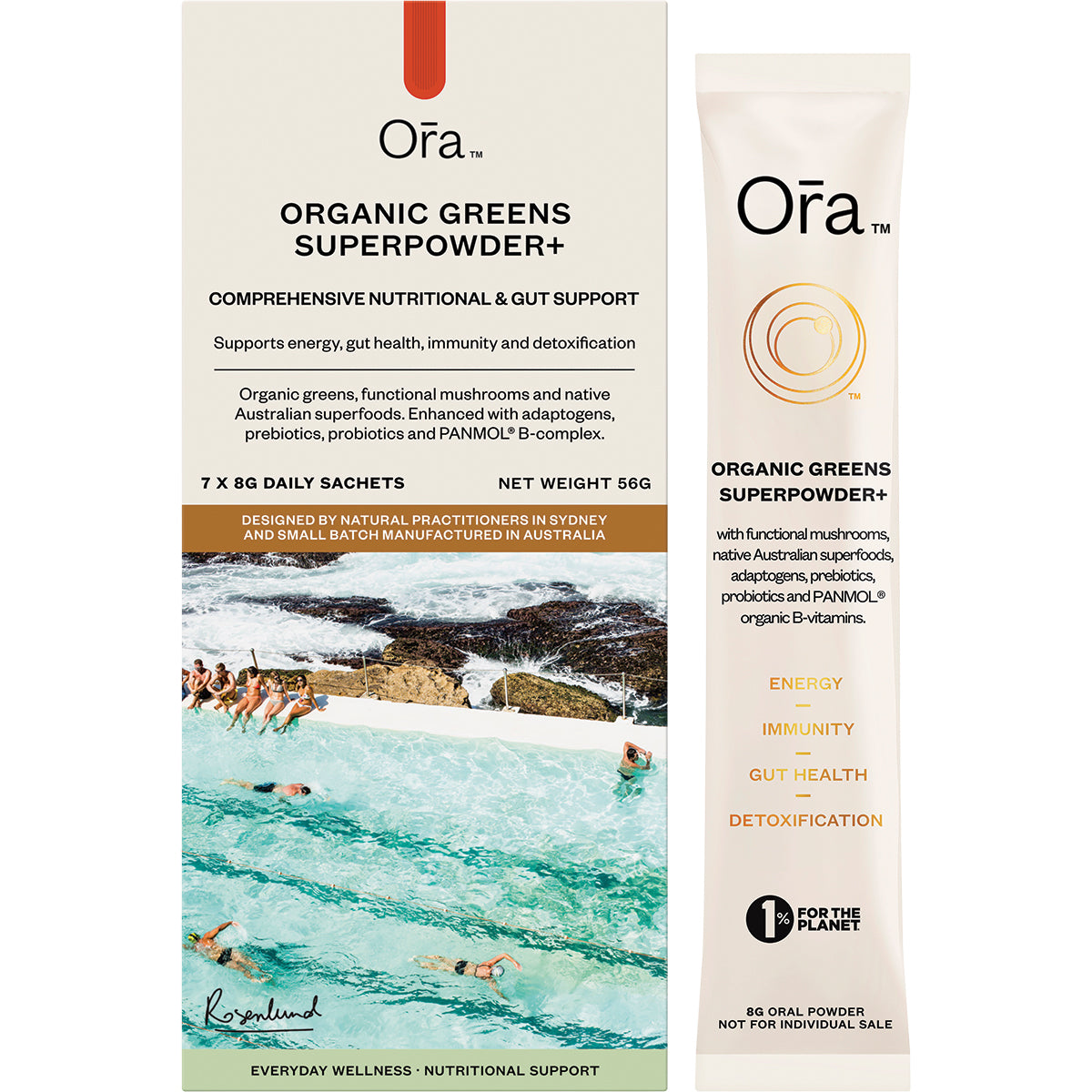 ORA HEALTH Organic Greens Superpowder+ Daily Sachets 7 x 8g