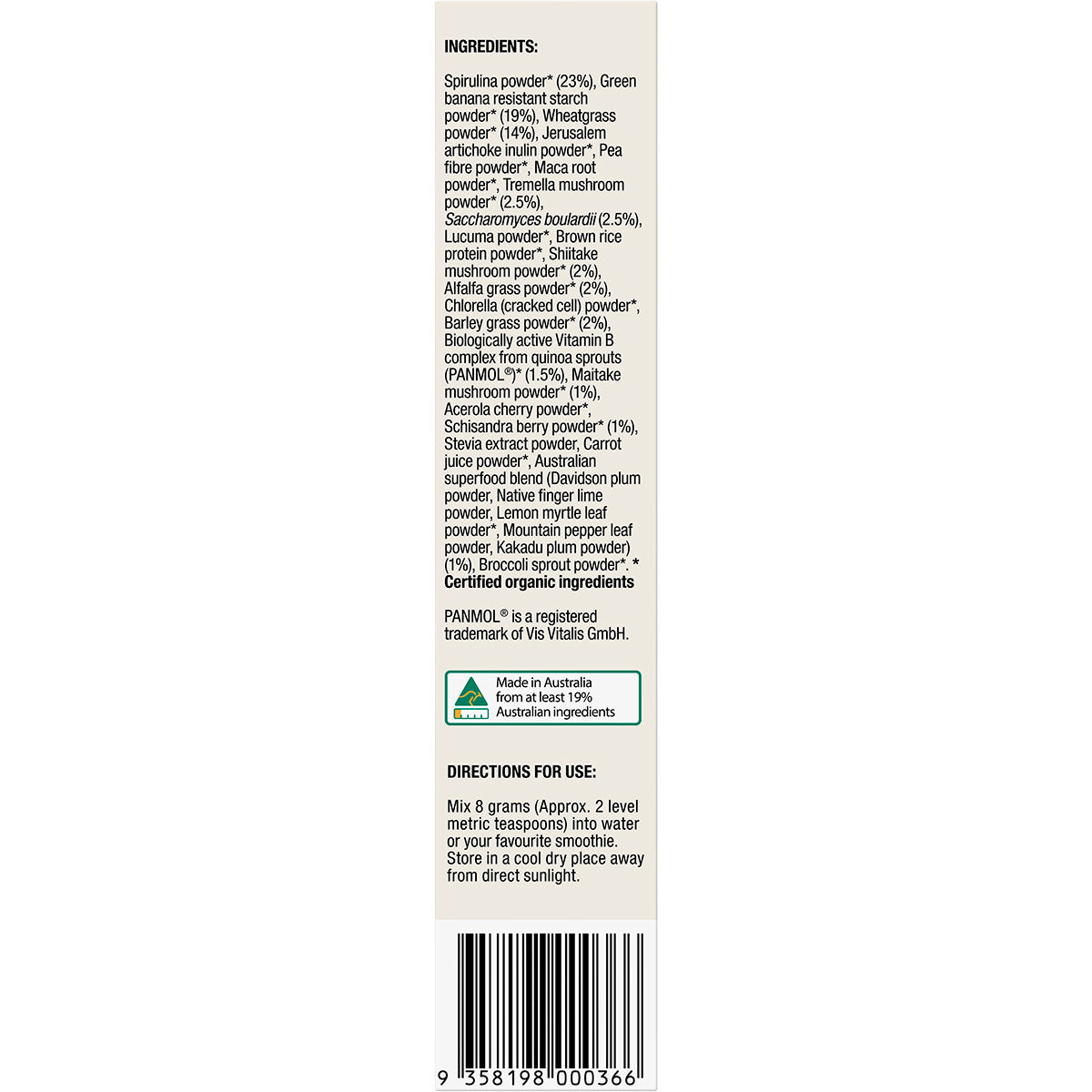 ORA HEALTH Organic Greens Superpowder+ Daily Sachets 7 x 8g