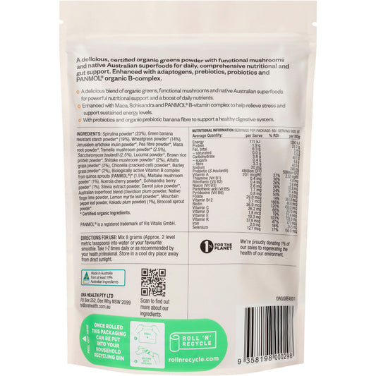 ORA HEALTH Organic Greens Superpowder+ 1 x 480g