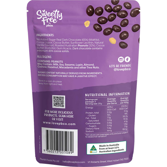 PBco Sweetly Free Peanuts Dark Chocolate No Sugar Added
