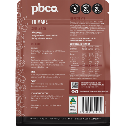 PBco Double Choc Brownie Low Carb