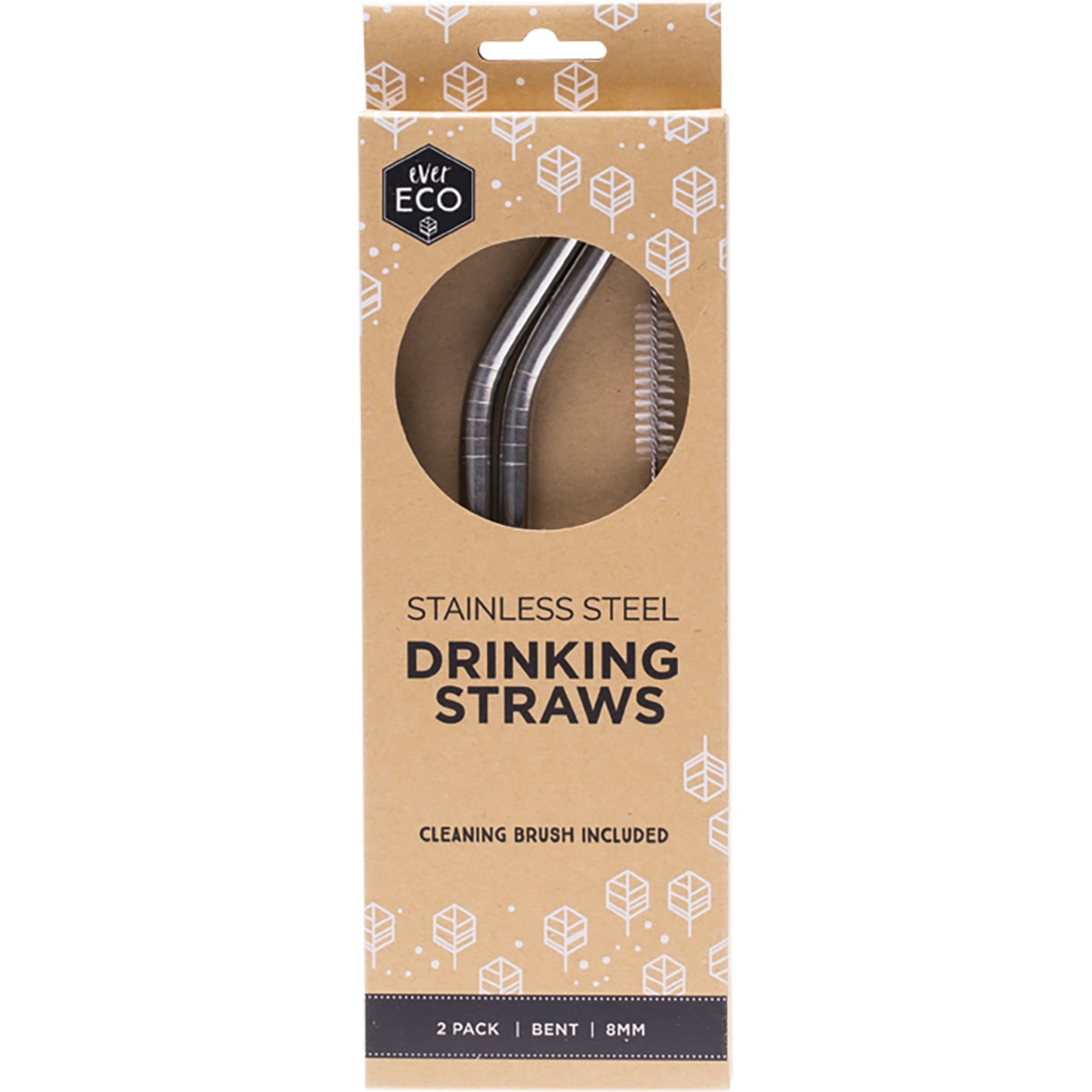 EVER ECO Stainless Steel Straws Bent 1 x 2pk