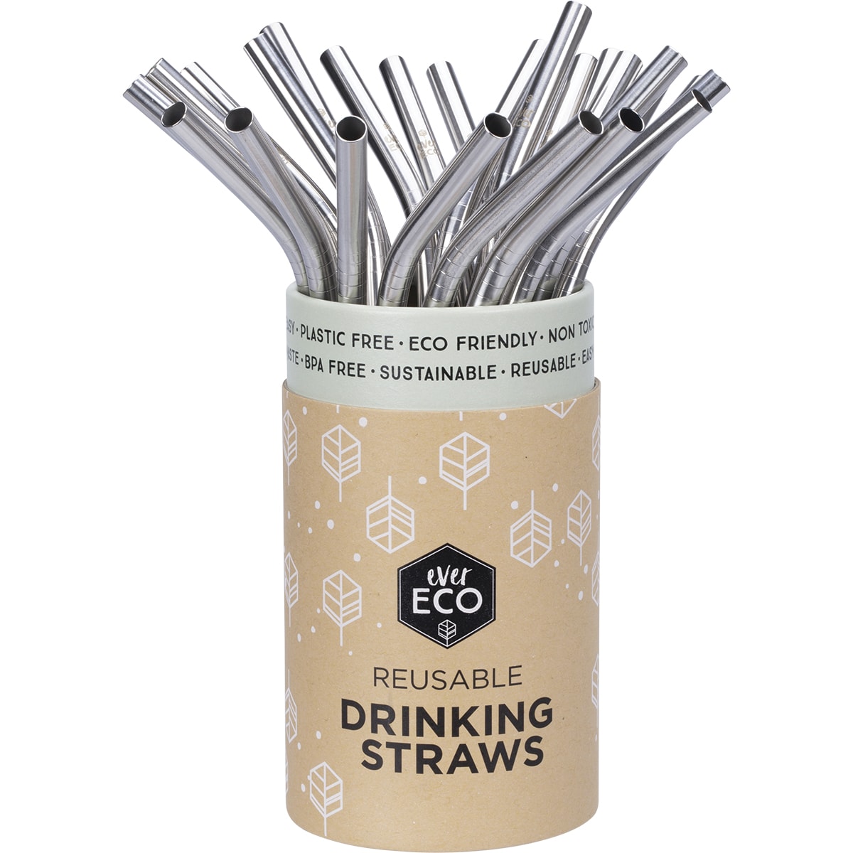 EVER ECO Stainless Steel Straws Bent 1 x 25pk