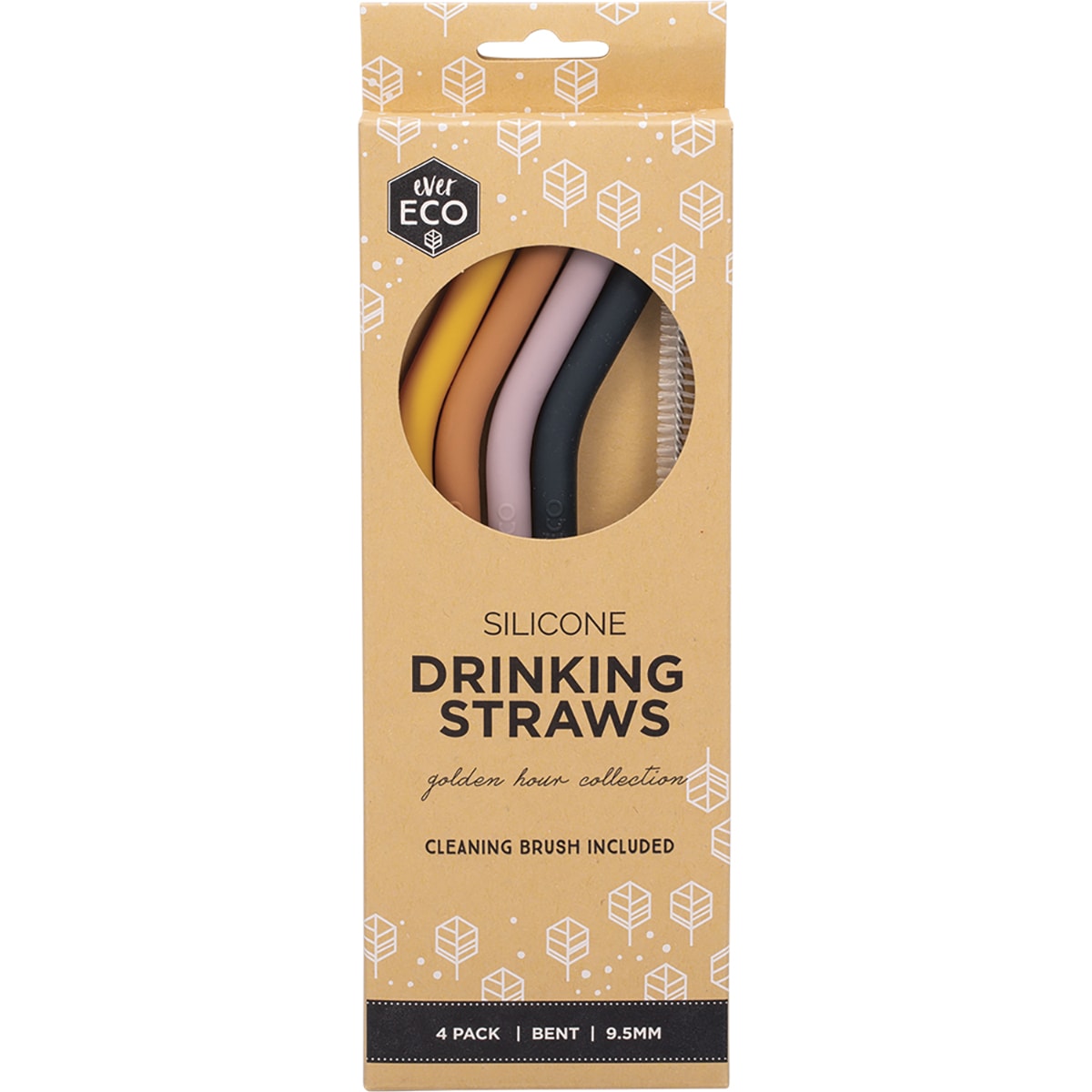 EVER ECO Silicone Straws Bent Golden Hour Collection 1 x 4pk