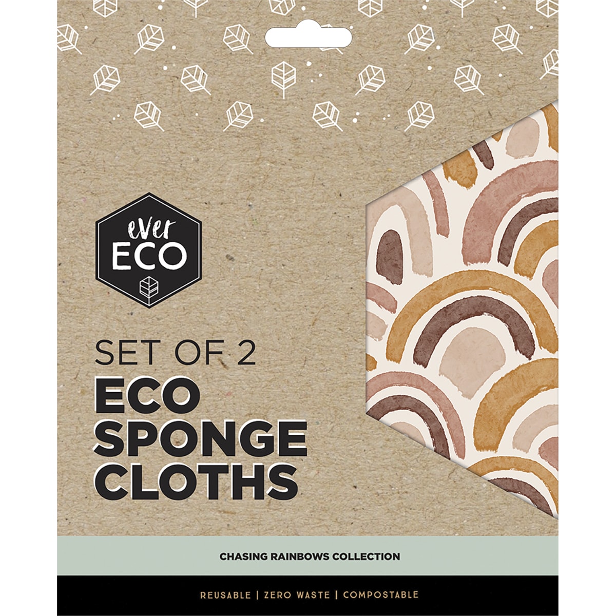 EVER ECO Eco Sponge Cloths Chasing Rainbows Collection 1 x 2pk