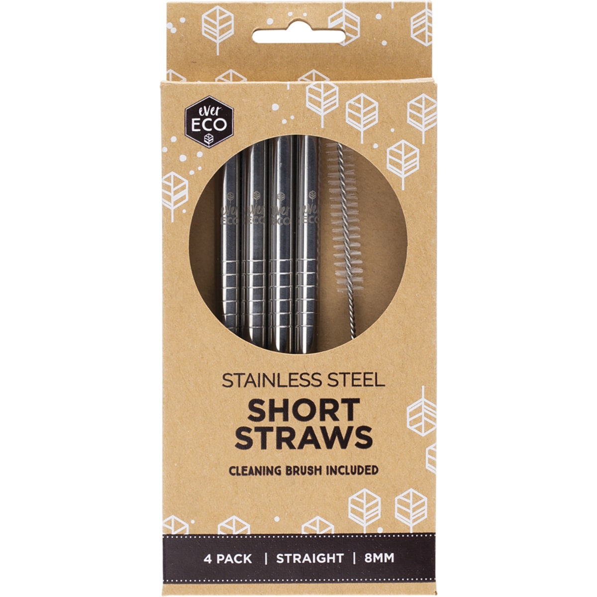 EVER ECO Stainless Steel Short Straws 1 x 4pk