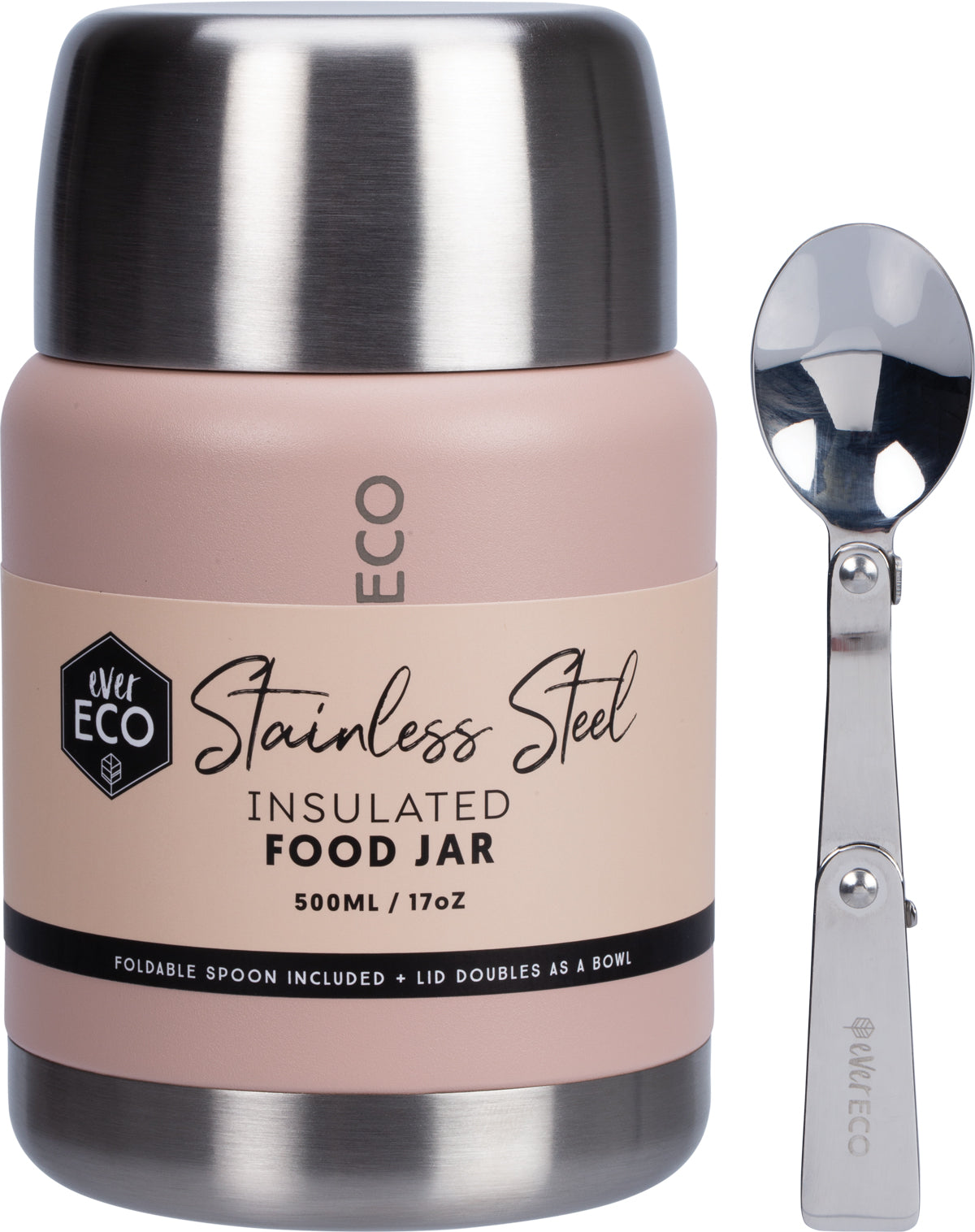 EVER ECO Insulated Stainless Steel Food Jar Rose 1 x 500ml