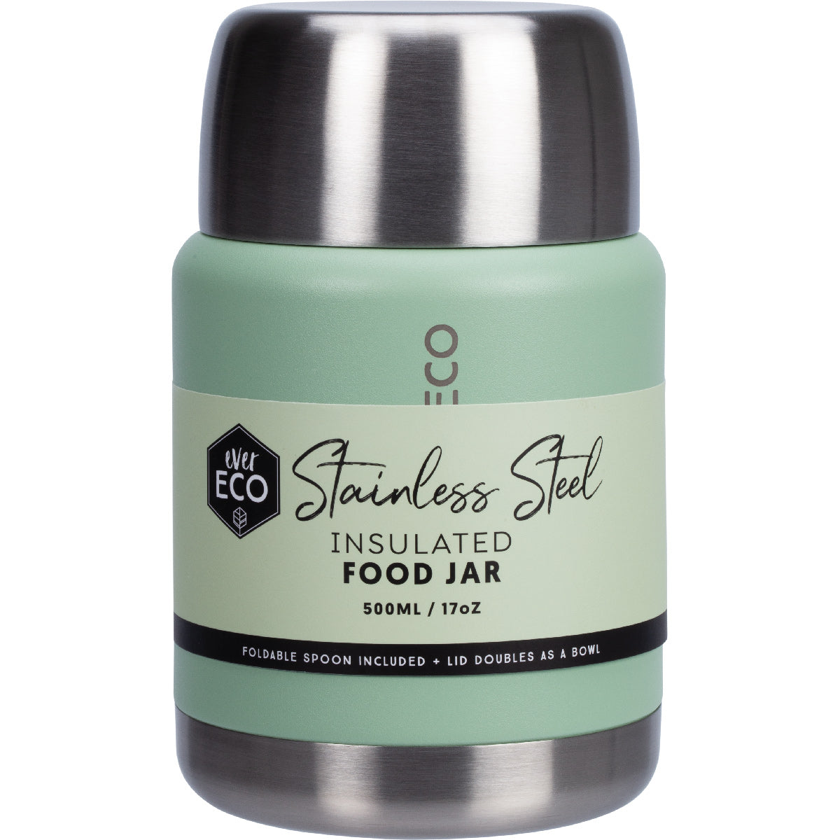 EVER ECO Insulated Stainless Steel Food Jar Sage 1 x 500ml
