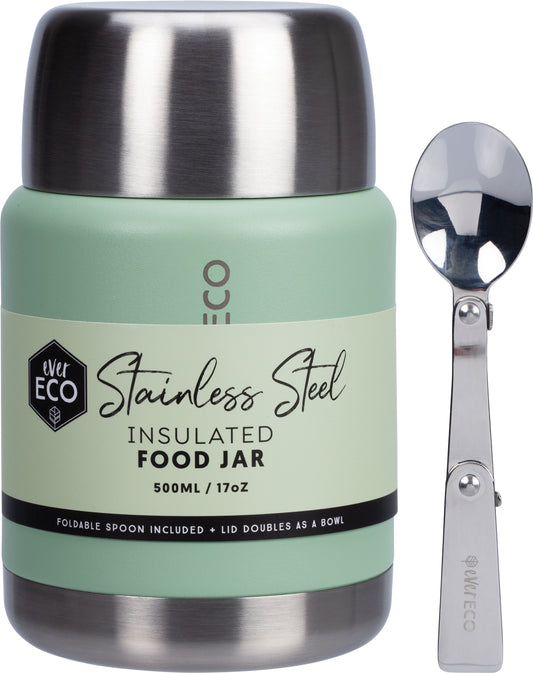 EVER ECO Insulated Stainless Steel Food Jar Sage 1 x 500ml