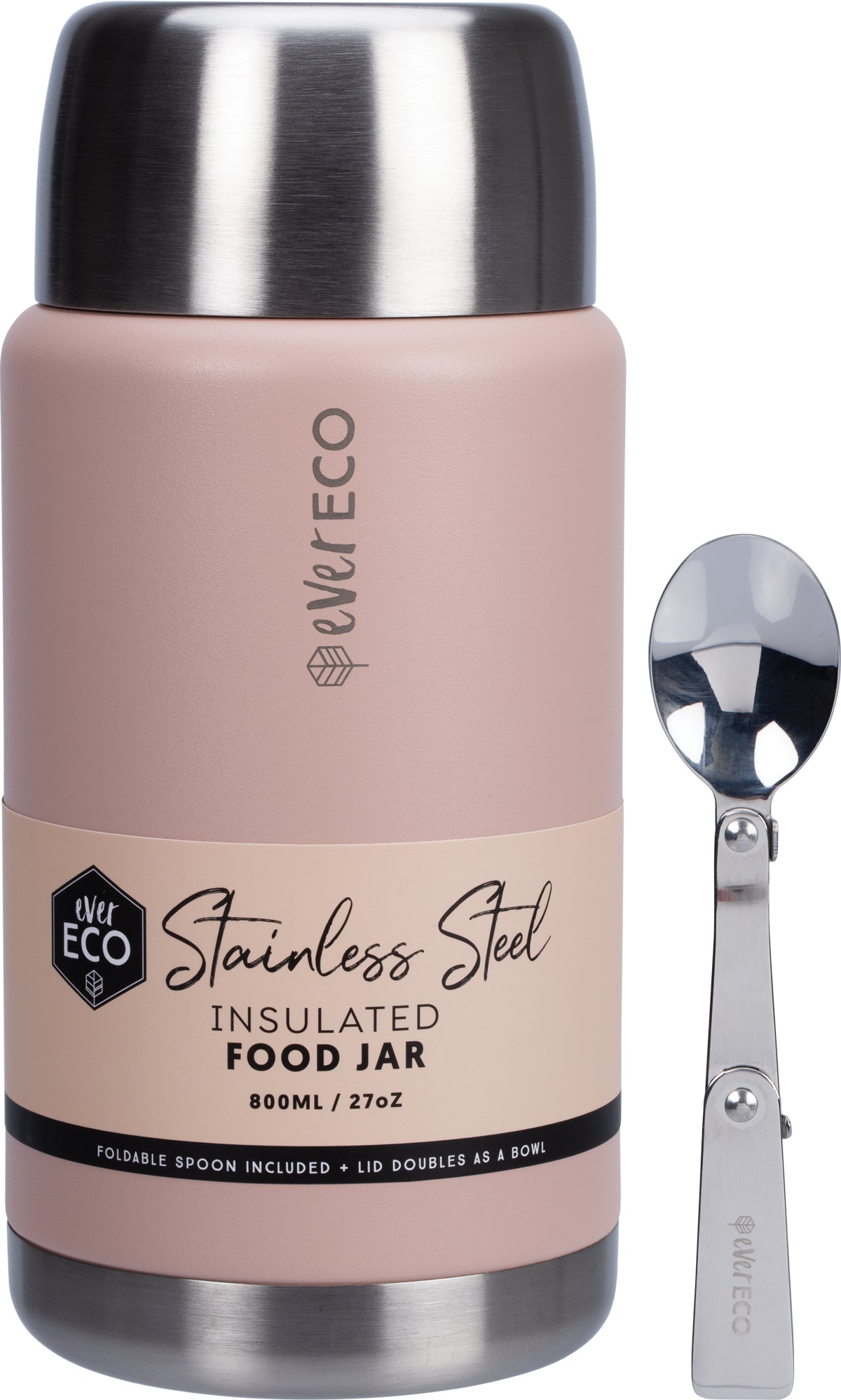EVER ECO Insulated Stainless Steel Food Jar Rose 1 x 800ml