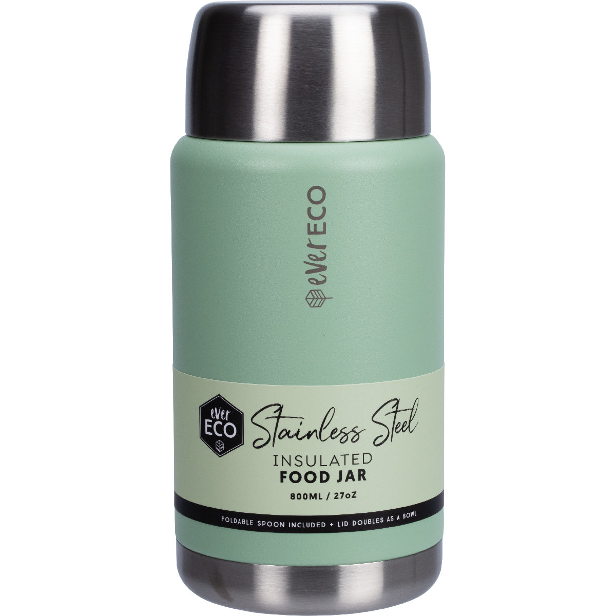 EVER ECO Insulated Stainless Steel Food Jar Sage 1 x 800ml