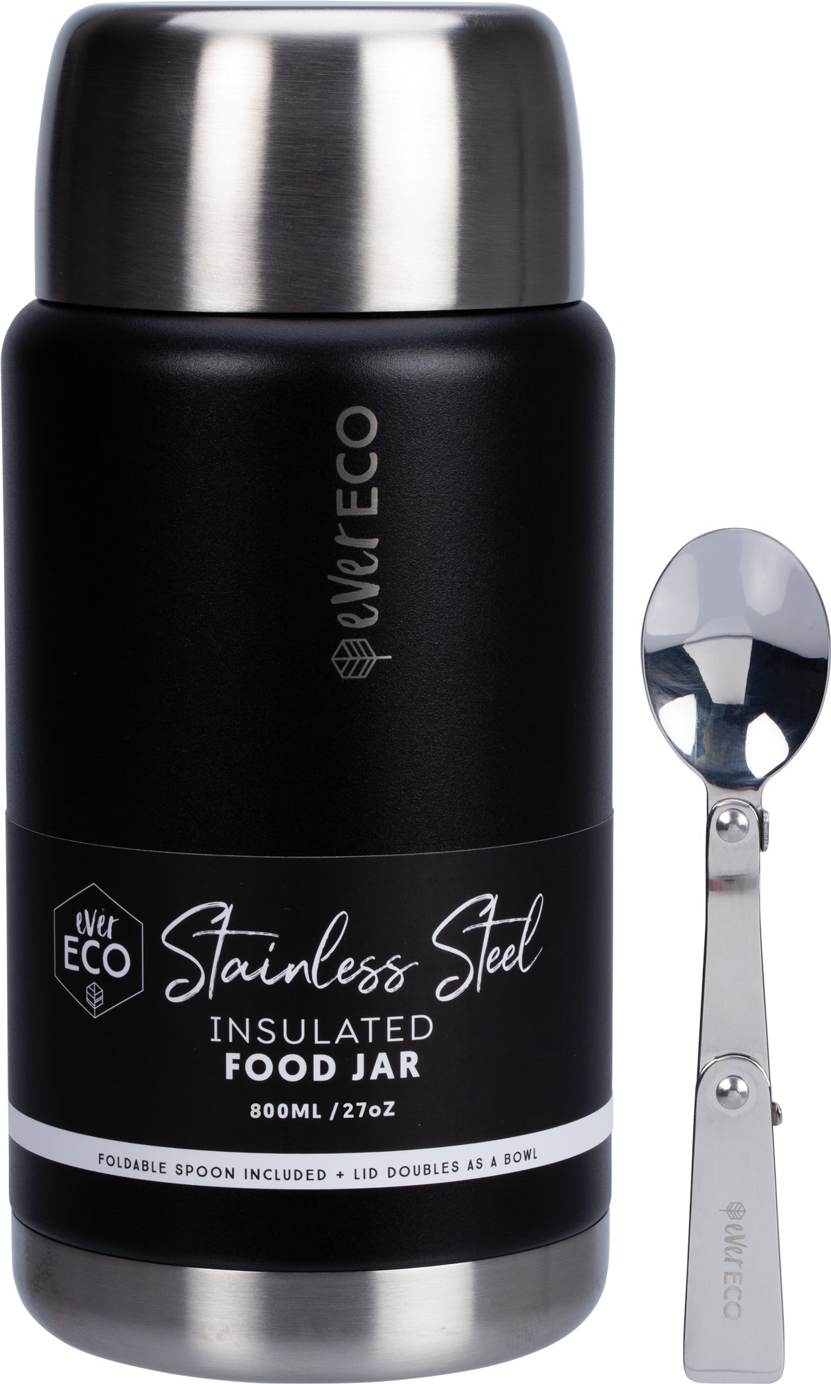 EVER ECO Insulated Stainless Steel Food Jar Onyx 1 x 800ml
