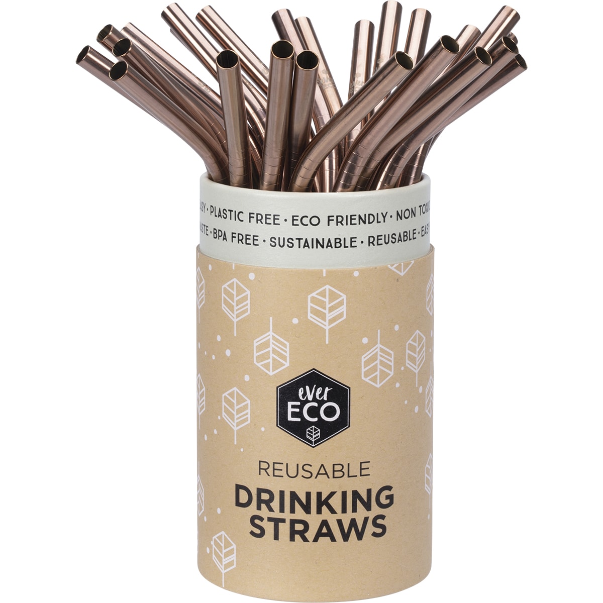 EVER ECO Stainless Steel Straws Bent Rose Gold 1 x 25pk