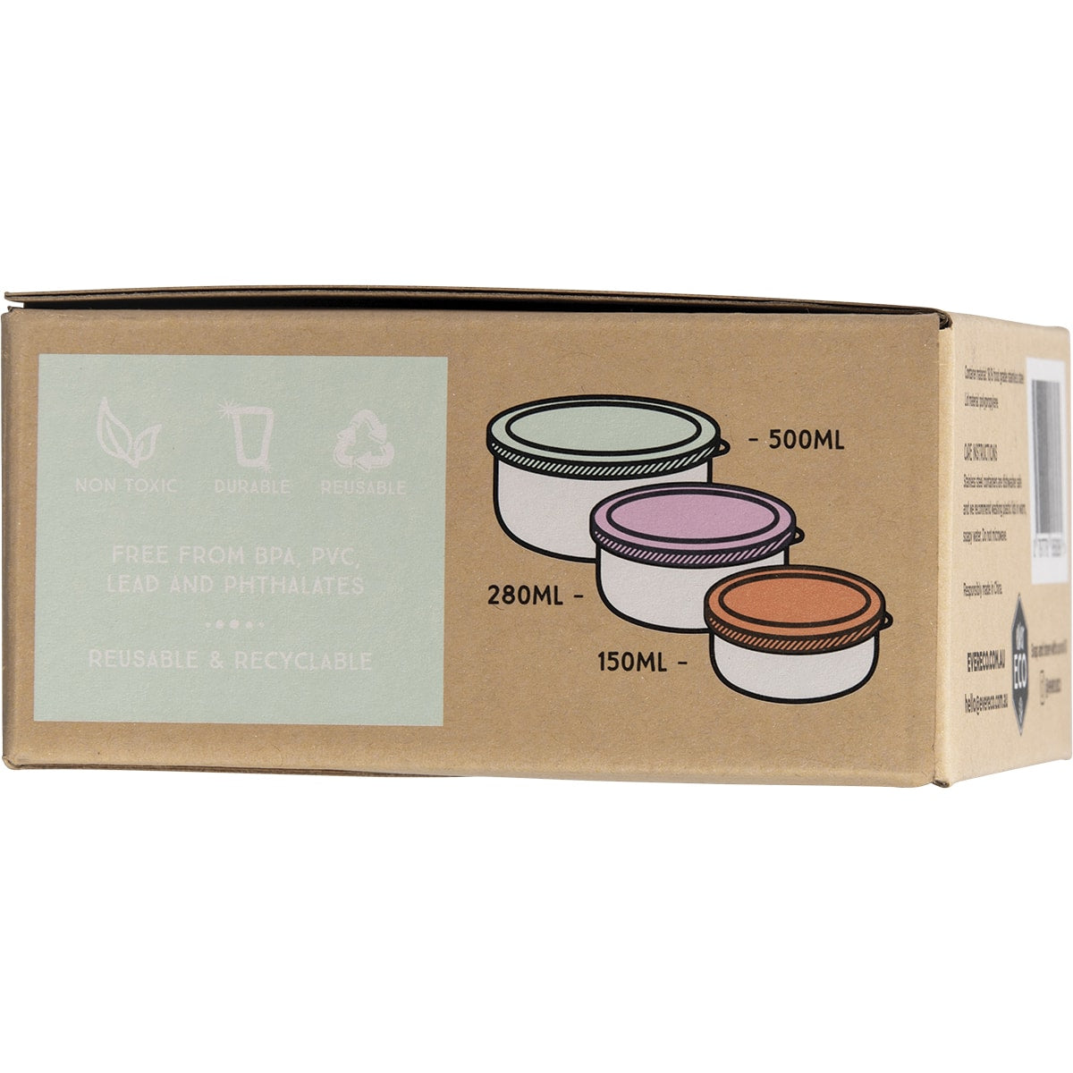 EVER ECO Stainless Steel Round Nesting Containers Spring Pastels Set