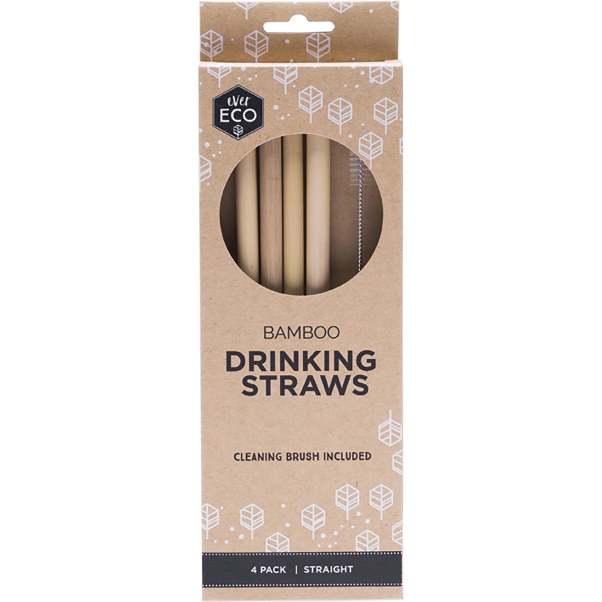 EVER ECO Bamboo Straws Straight 1 x 4pk