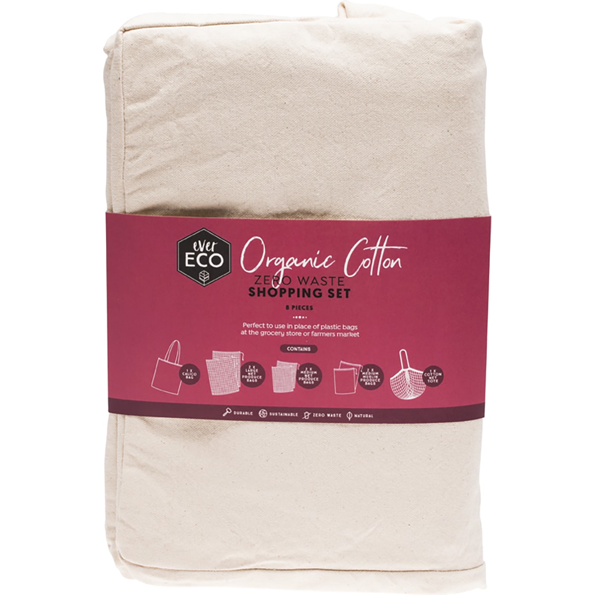 EVER ECO Zero Waste Reusable Shopping Bags Mixed Set 1 x 8pk
