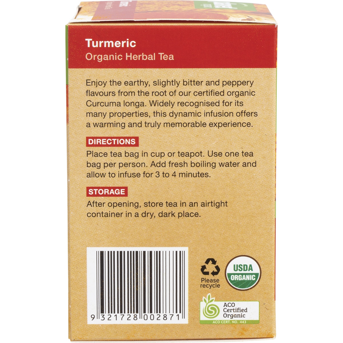 PLANET ORGANICS Turmeric Herbal Tea Bags 1 x 25pk