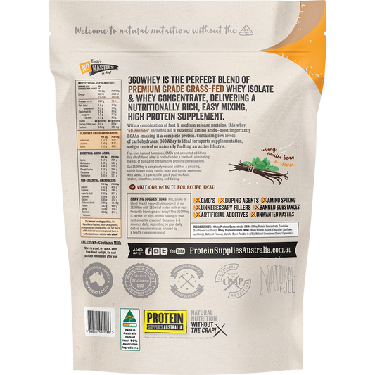 Protein Supplies Australia 360Whey Vanilla Bean WPI+WPC Combo