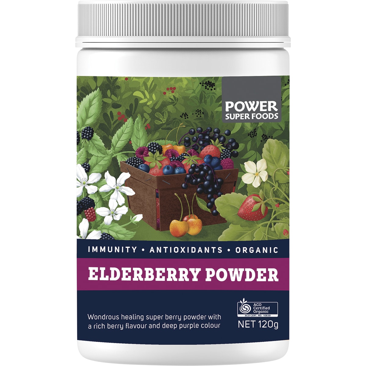 POWER SUPER FOODS Elderberry Powder Certified Organic 1 x 120g