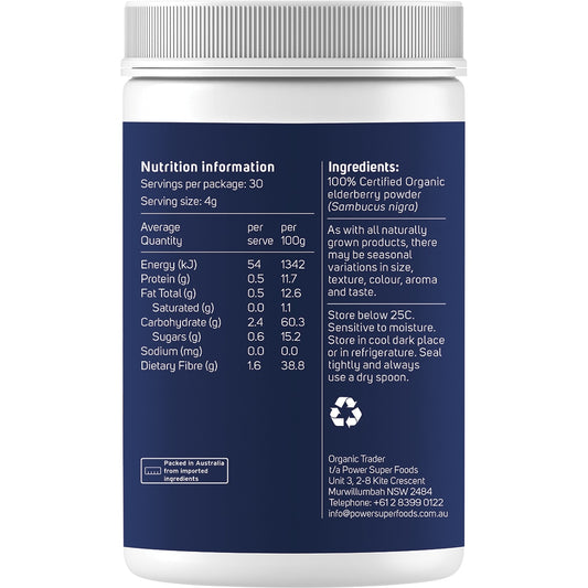 POWER SUPER FOODS Elderberry Powder Certified Organic 1 x 120g