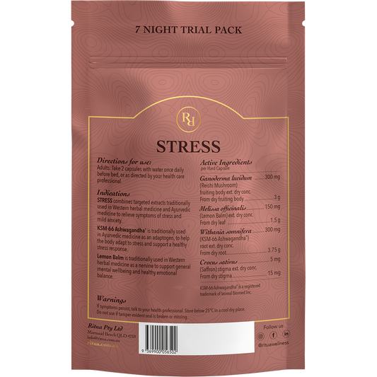 Ritua STRESS Trial Pack Saffron Ashwagandha LemonBalm Reishi