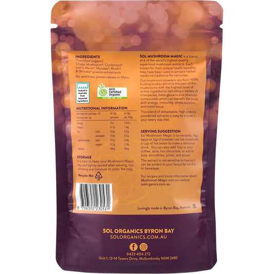 SOL ORGANICS Mushroom Magic Super Mushroom Powder Blend 1 x 100g