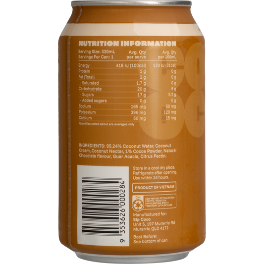 SIP COCO Chocolate Coconut Water Can - Box of 12