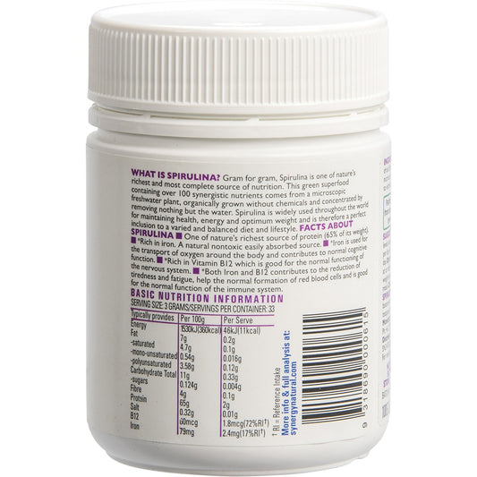 SYNERGY NATURAL Spirulina Powder 1 x 100g