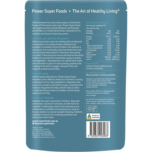 POWER SUPER FOODS Wakame Leaf Certified Organic 1 x 25g