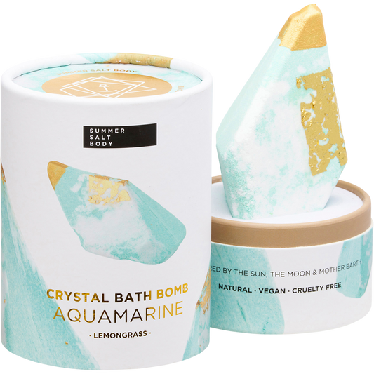 Summer Salt Body Crystal Bath Bomb Aquamarine Lemongrass