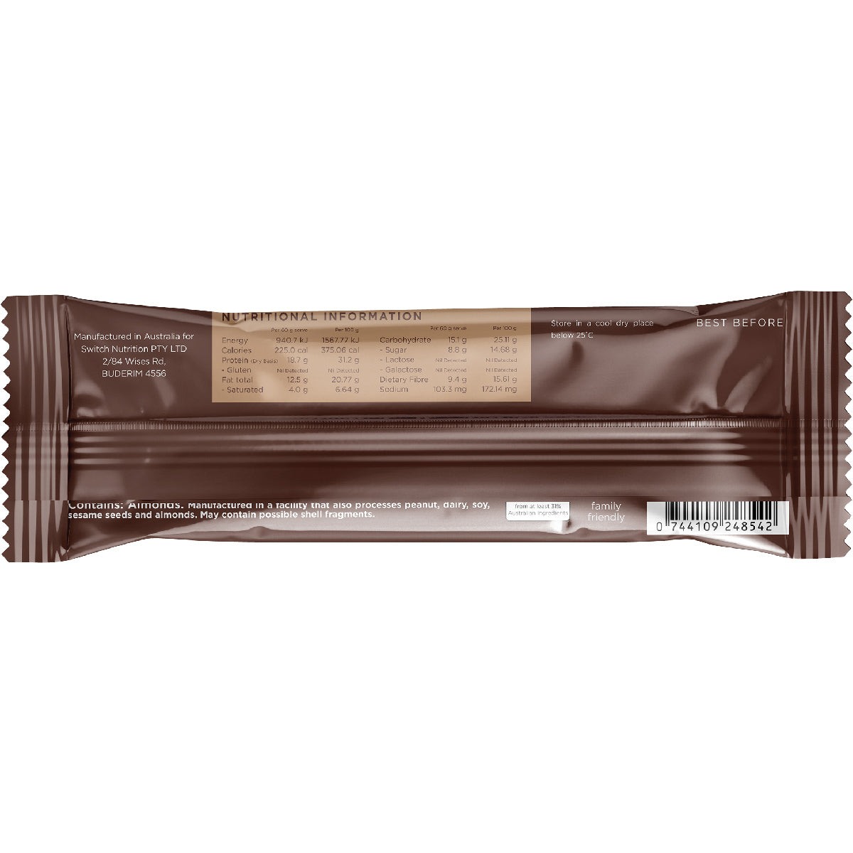 SWITCH NUTRITION Plant Protein Bar Choc Fudge Brownie x 12